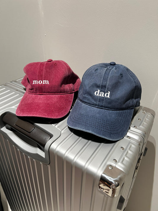 Embroidered “Dad” & “Mom” Adjustable Cotton Baseball Hats